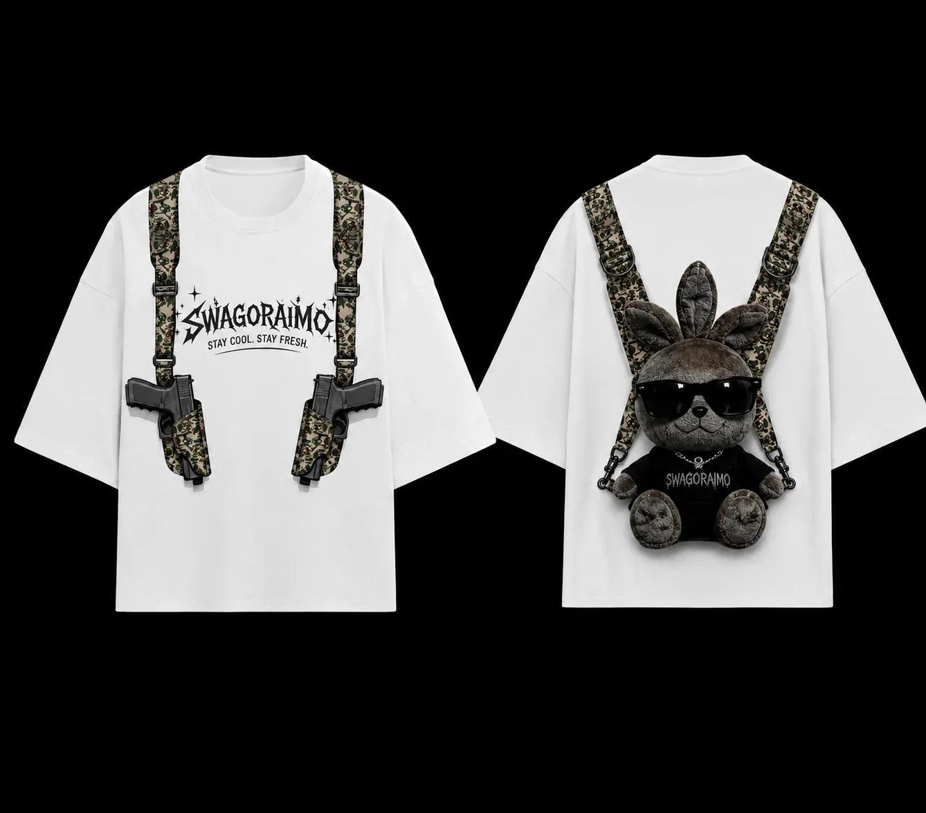 SWAGORAIMO™ Oversized Tactical Streetwear T-Shirt – Utility Strap Detail.