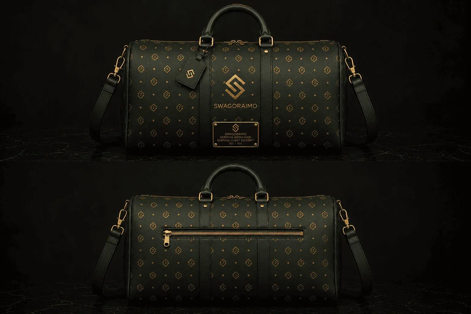 SWAGORAIMO™ Luxury Leather Weekender Bag – Gold Hardware & Limited Run.