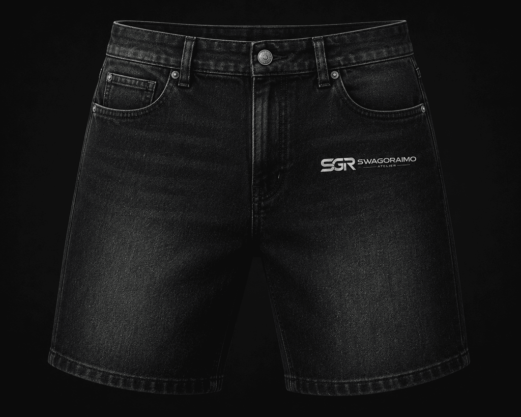 SWAGORAIMO ATELIER™ Premium Black Denim Shorts.