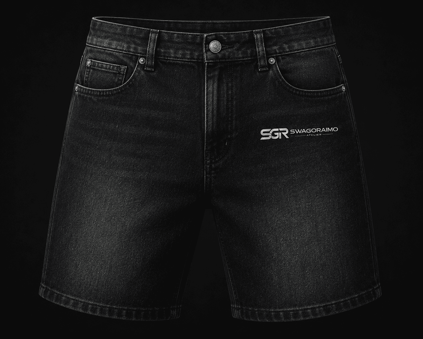 SWAGORAIMO ATELIER™ Premium Black Denim Shorts.