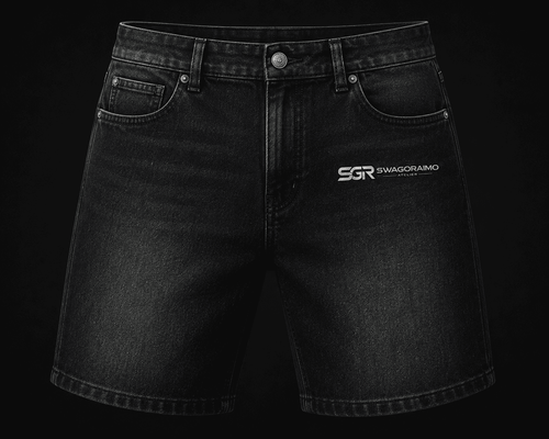 SWAGORAIMO ATELIER™ Premium Black Denim Shorts.