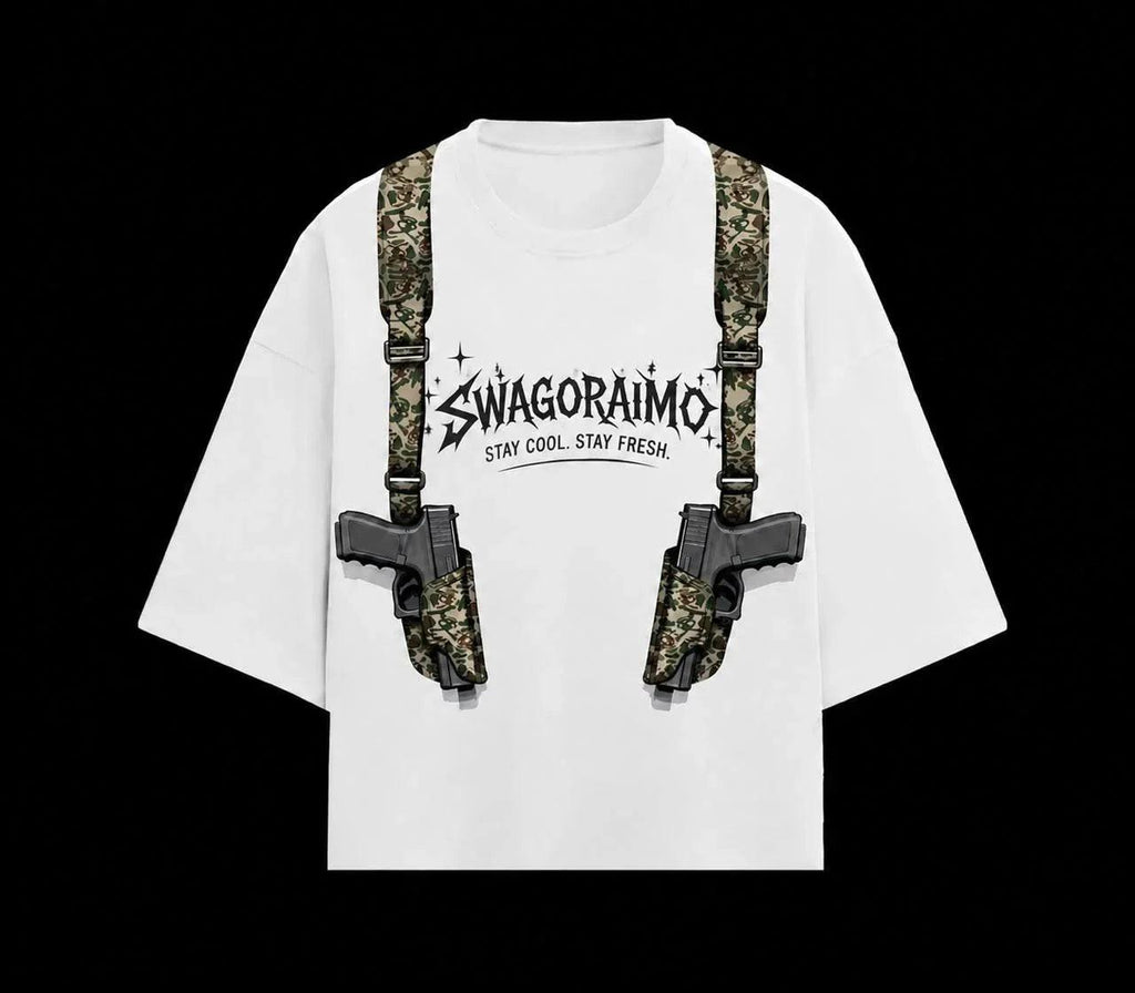 SWAGORAIMO™ Oversized Tactical Streetwear T-Shirt – Utility Strap Detail.