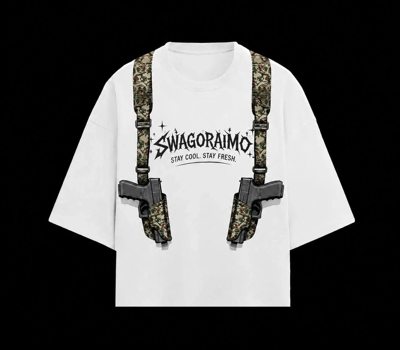 SWAGORAIMO™ Oversized Tactical Streetwear T-Shirt – Utility Strap Detail.