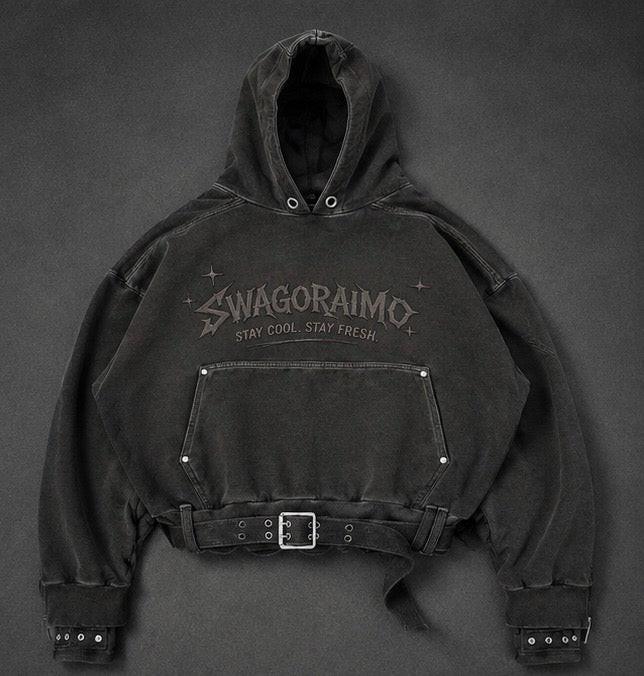 SWAGORAIMO™ Washed Belted Hoodie.