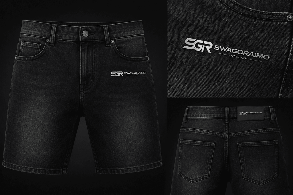 SWAGORAIMO ATELIER™ Premium Black Denim Shorts.