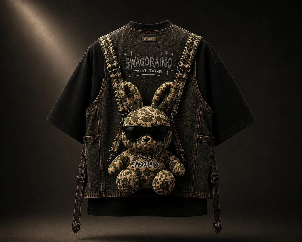 SWAGORAIMO™ Oversized Streetwear Tee With Tactical Utility Vest.