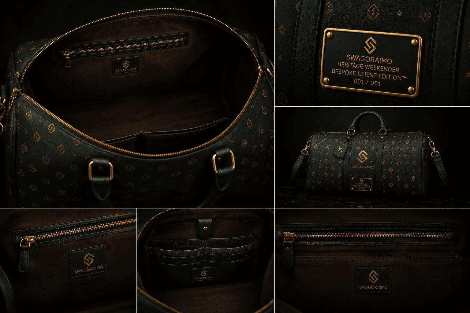 SWAGORAIMO™ Luxury Leather Weekender Bag – Gold Hardware & Limited Run.