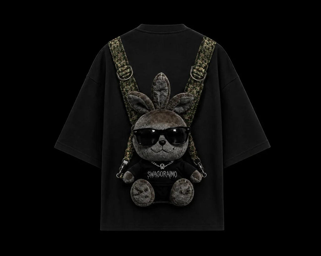 SWAGORAIMO™ Oversized Tactical Streetwear T-Shirt – Utility Strap Detail.