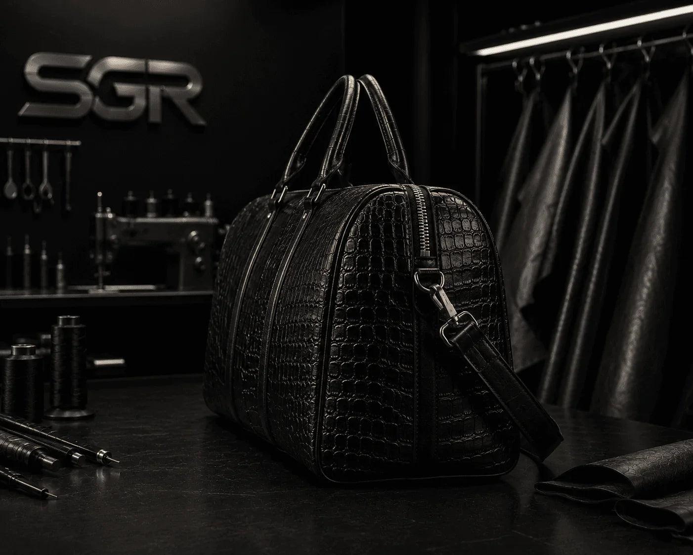 SWAGORAIMO™ Noir Crocodile Prestige Duffle - 𝓢𝓦𝓐𝓖𝓞𝓡𝓐𝓘𝓜𝓞