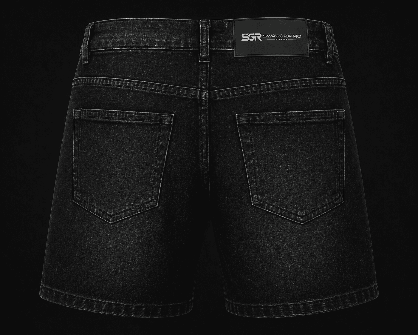 SWAGORAIMO ATELIER™ Premium Black Denim Shorts.