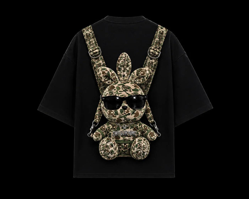 SWAGORAIMO™ Oversized Tactical Streetwear T-Shirt – Utility Strap Detail.
